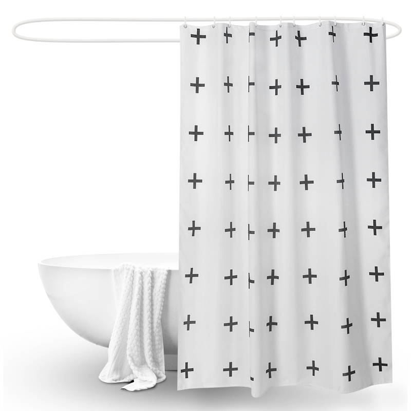 Geometric Striped Shower Curtain Bathroom Decor