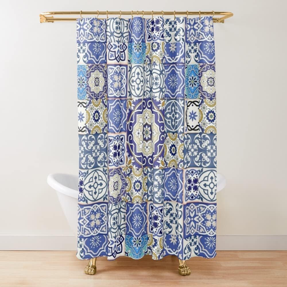 Exotic Moroccan Tile Pattern Shower Curtain For Home Bathroom Decor