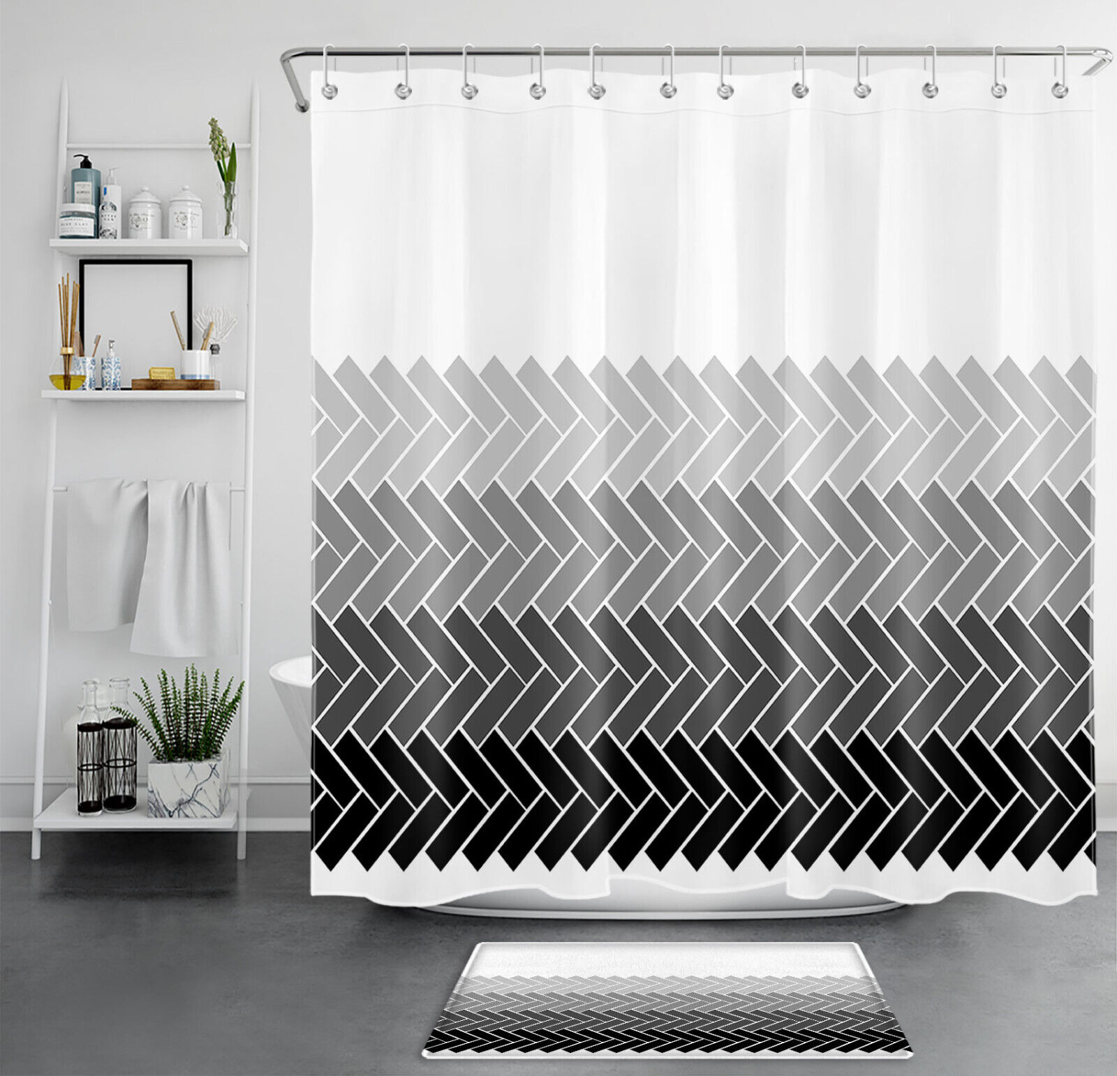 Geometric Pattern Modern Art Shower Curtain Bathroom Accessory