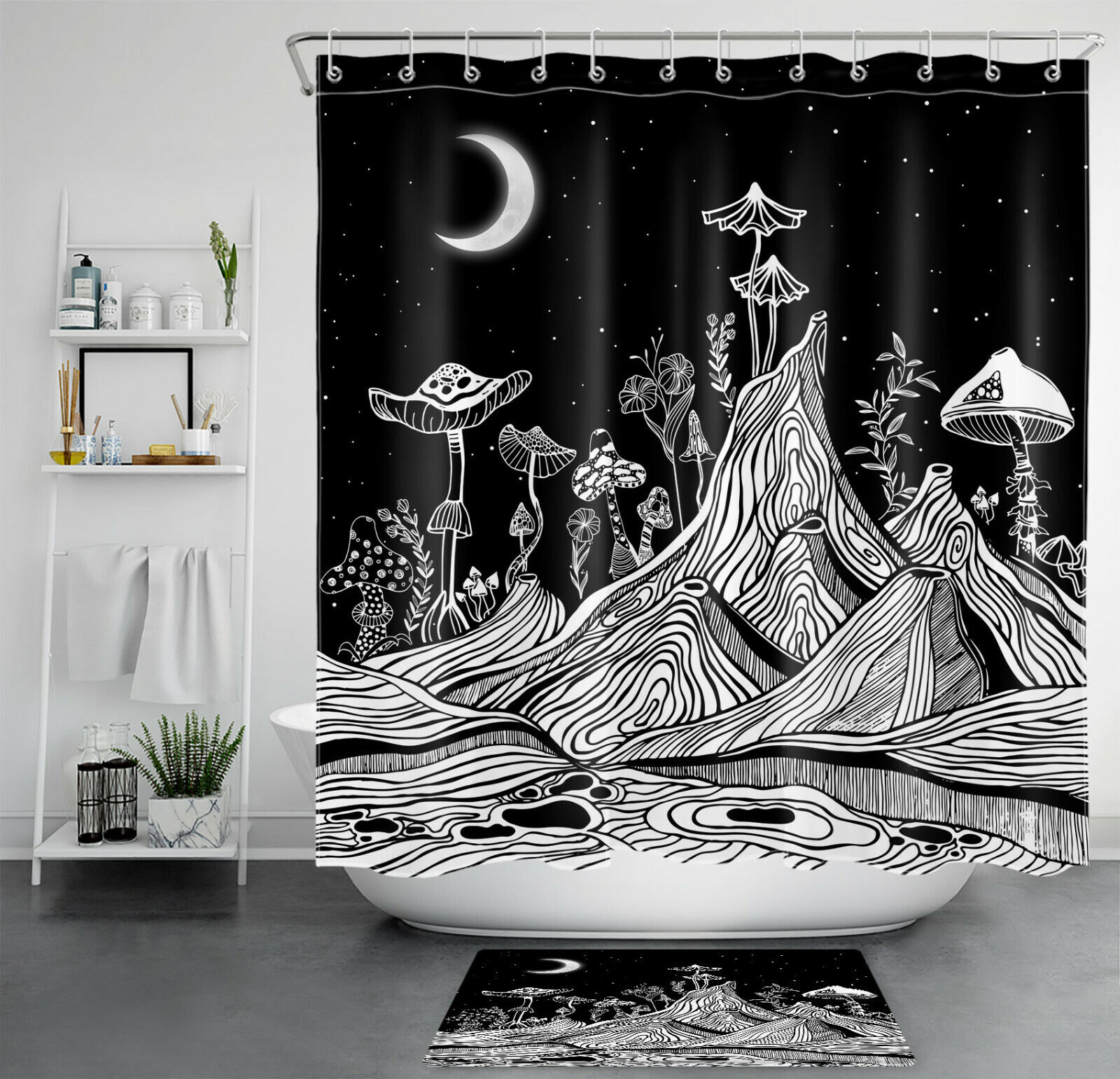 Palm Leaf Modern Minimalist Shower Curtain Bathroom Accessory