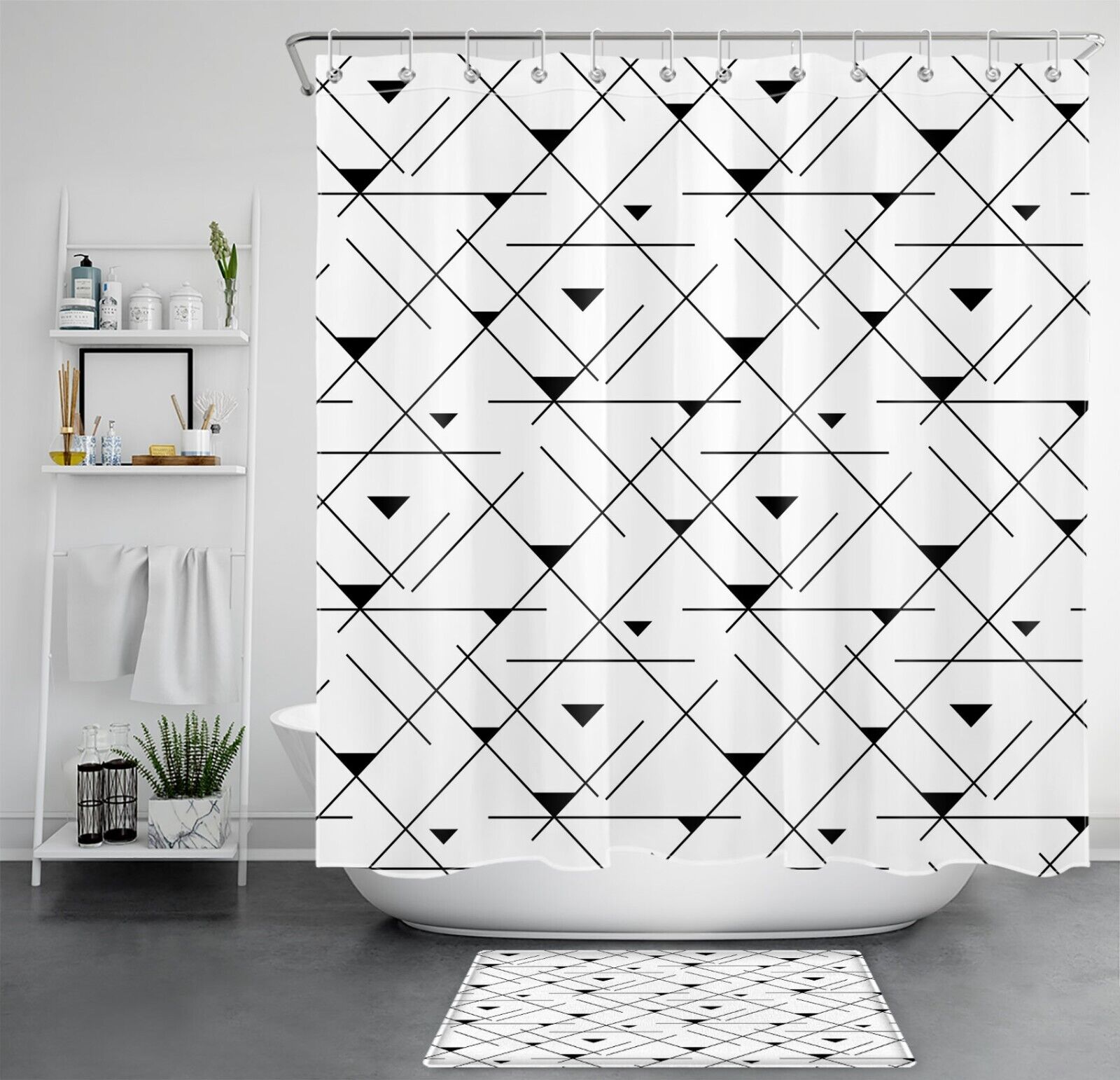 Geometric Abstract Pattern Shower Curtain Bathroom Decor