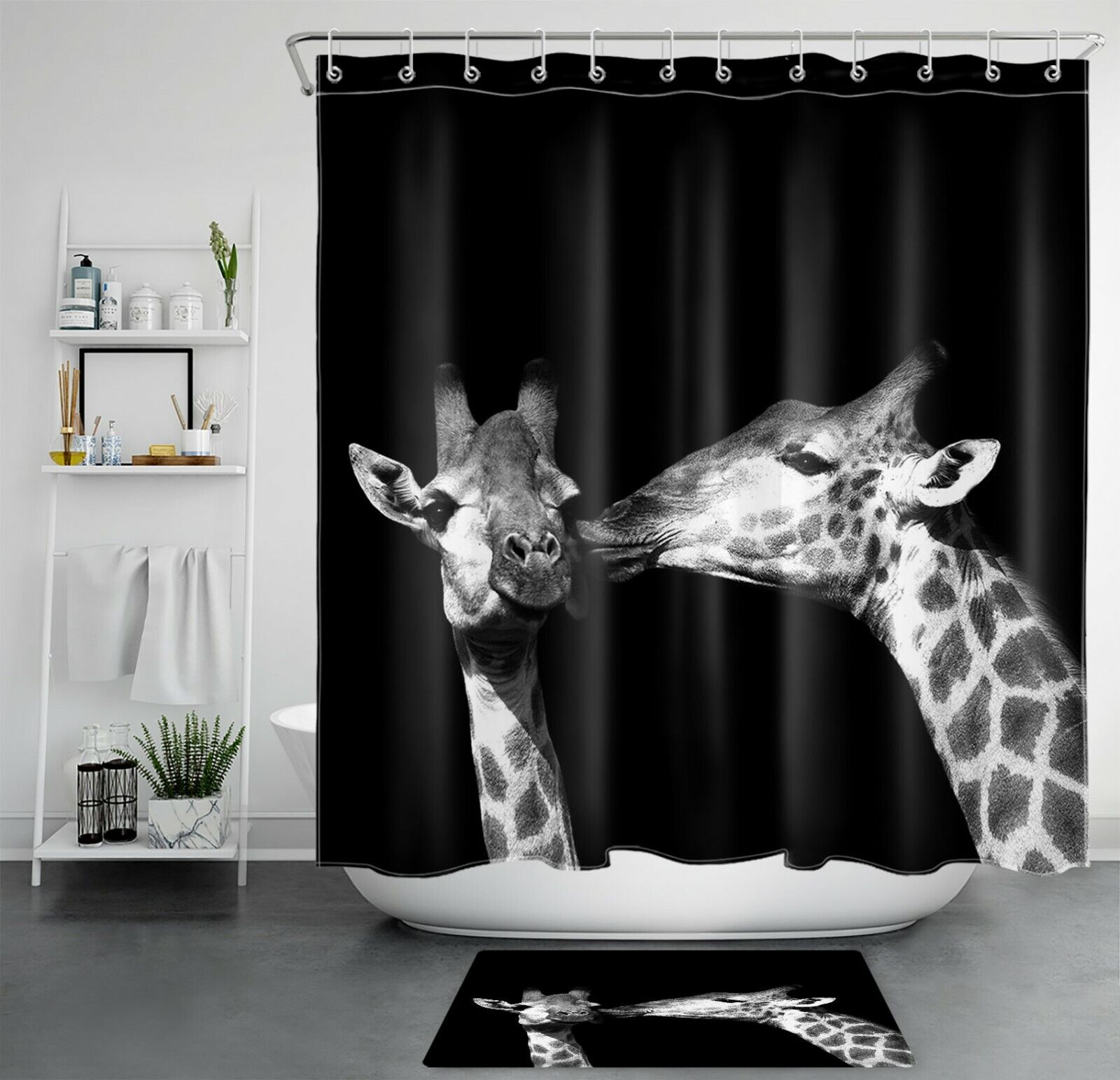 Giraffe Wild Animals Waterproof Shower Curtain Fun Bathroom Decor