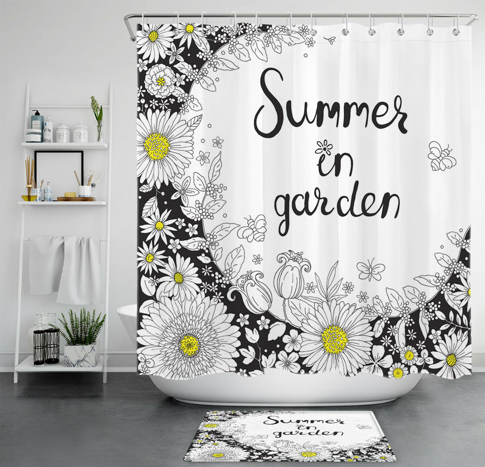 Summer Garden Flowers Shower Curtain Bathroom Accessory