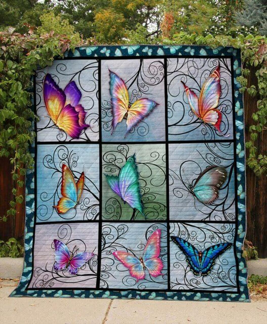 Butterf Multi Colorful Quilt Blanket Quilt