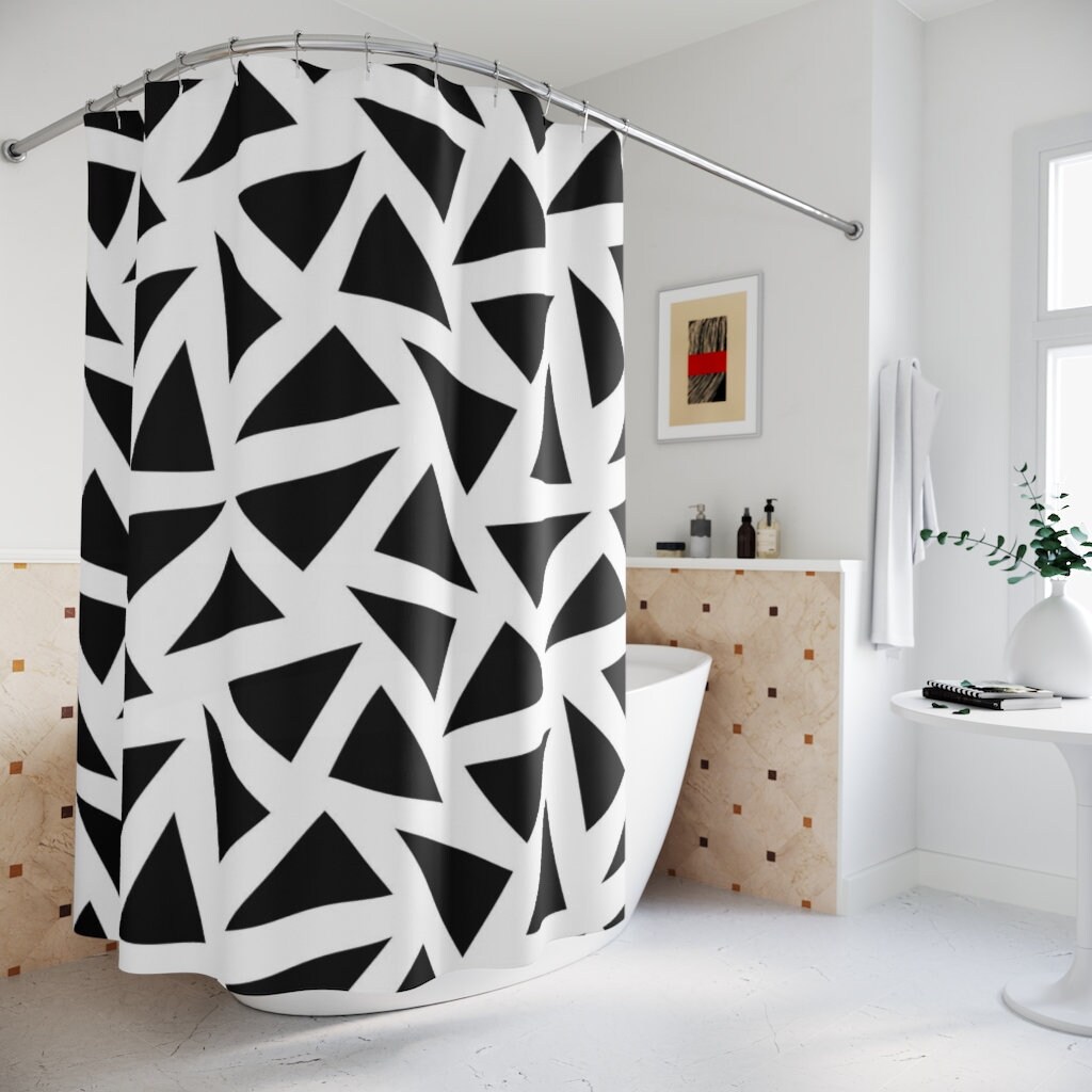 Geometric Watercolor Shower Curtain Modern Bathroom Decor