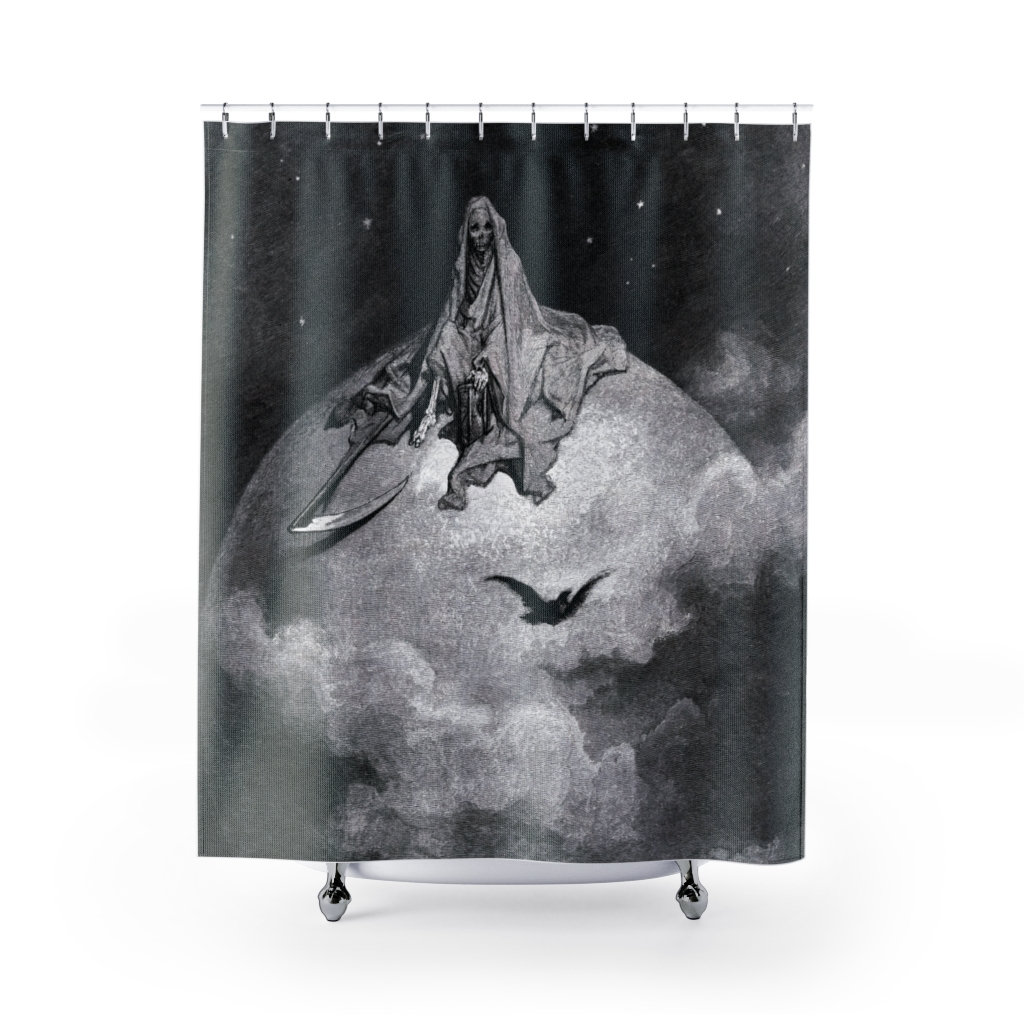 Gothic Death Art Shower Curtain Witchy Bathroom Decor