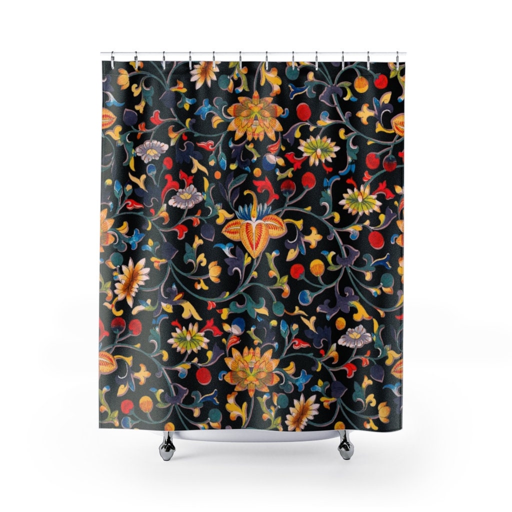 Elegant Black And White Botanical Shower Curtain For Nature-Loving Bathroom Decor