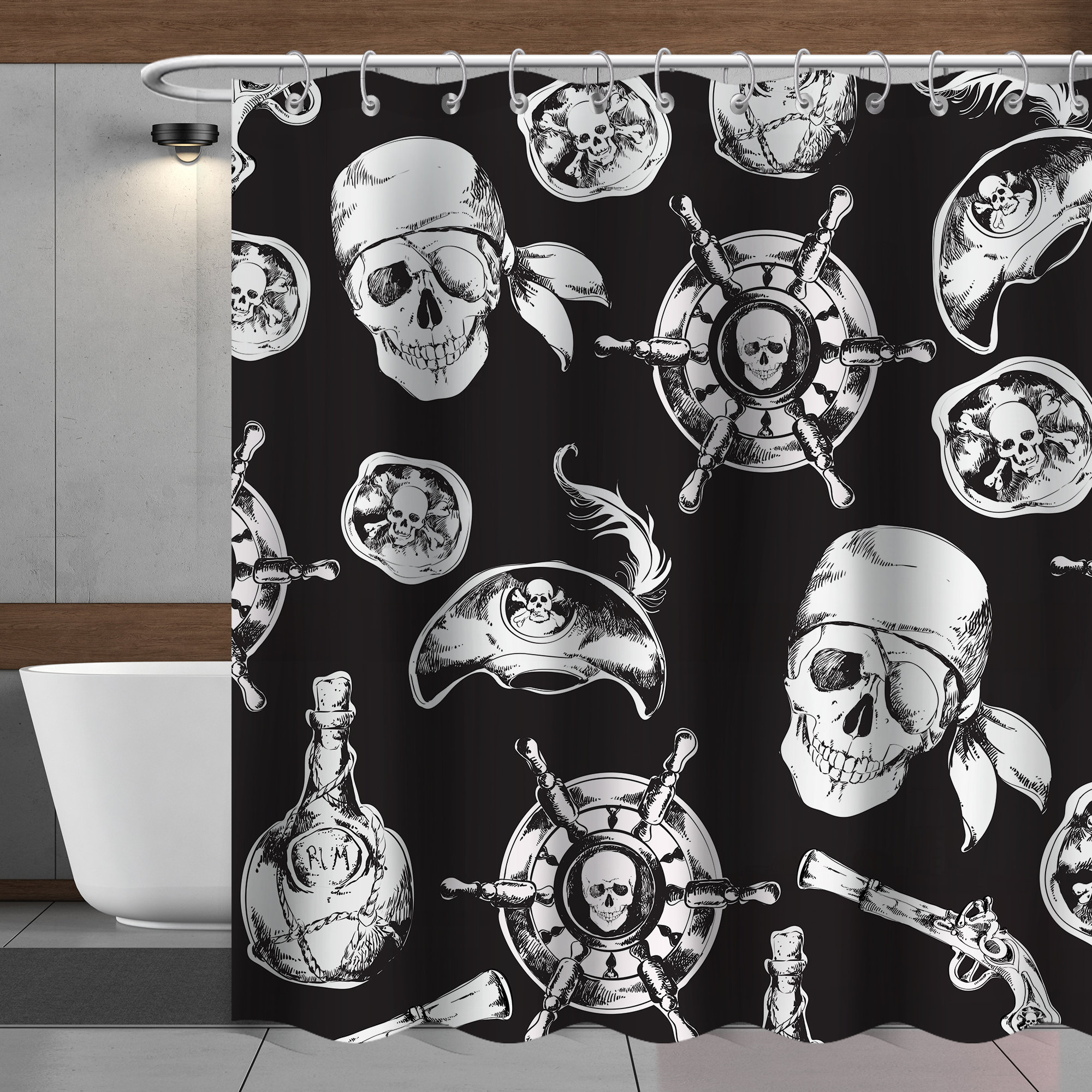 Pirate Skull Spirit Shower Curtain Funny Bathroom Decor
