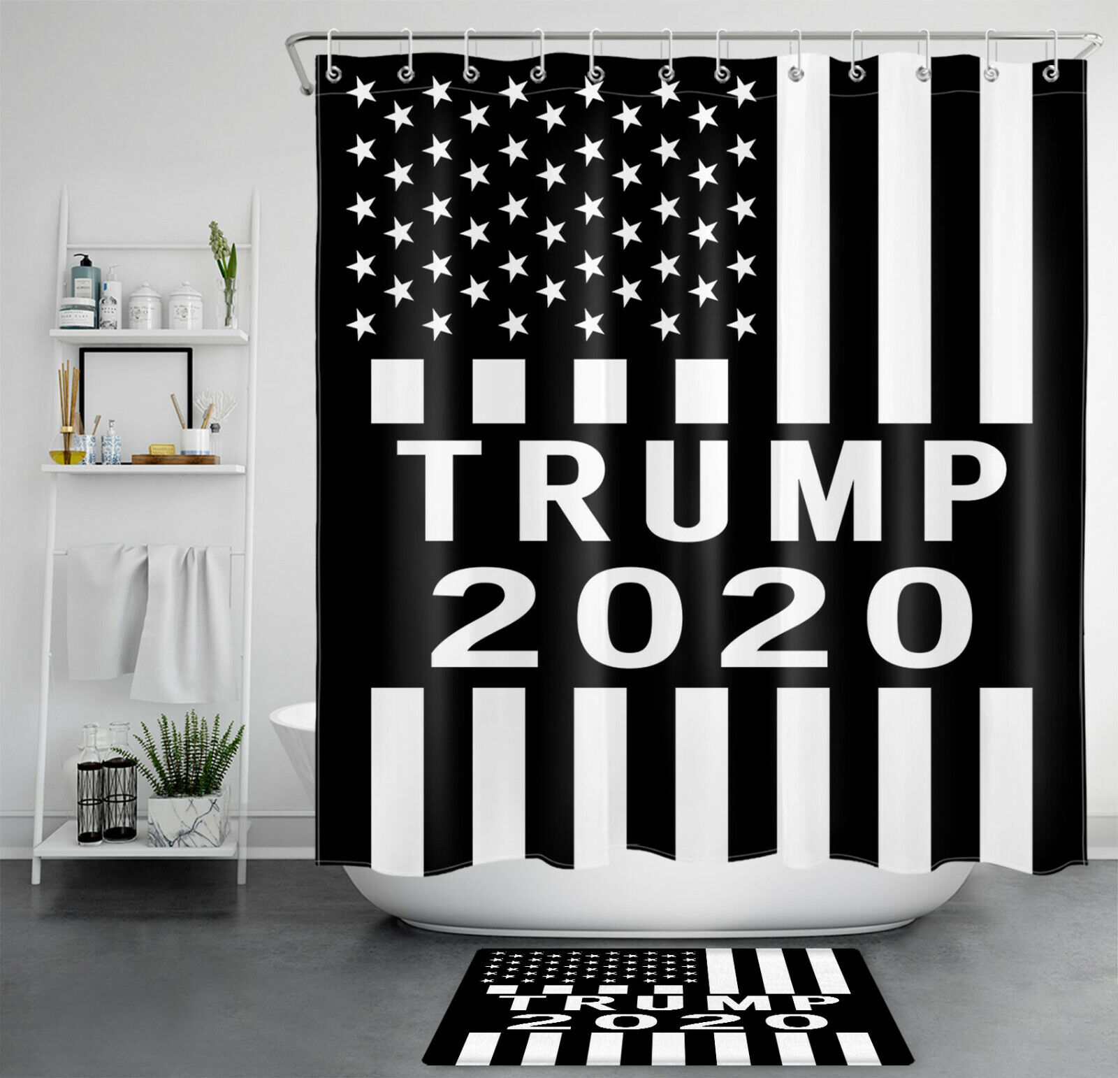 Stars Trump 2020 Shower Curtain For Patriotic Bathroom Decor