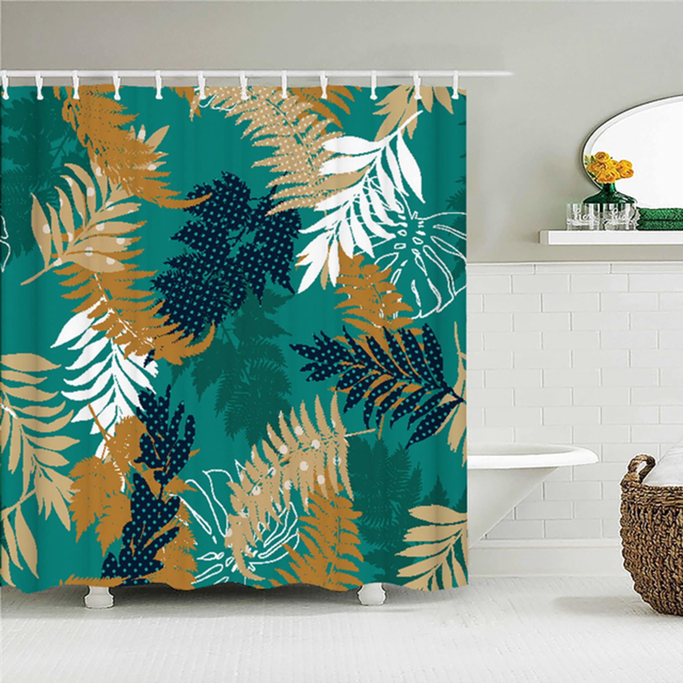 Cycad Leaves Shower Curtain For Botanical Bathroom Decor