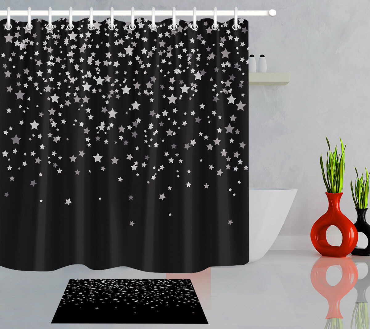 Stars Xmas Shower Curtain For Festive Bathroom Decor