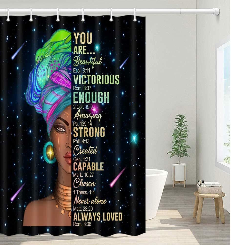 Positive African American Women Black Girl Shower Curtain For Inspirational Bathroom Decor