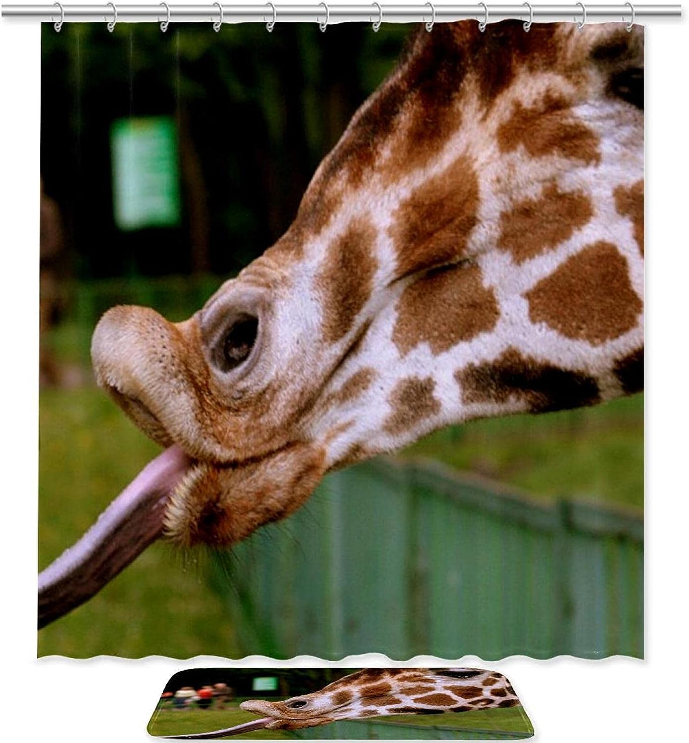Naughty Giraffe Shower Curtain With Microfiber Accents Animal Themed Bathroom Decor