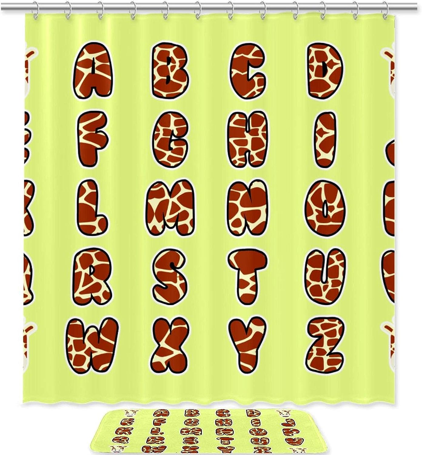 Giraffe Print Shower Curtain With Microfiber Accents Animal Themed Bathroom Decor