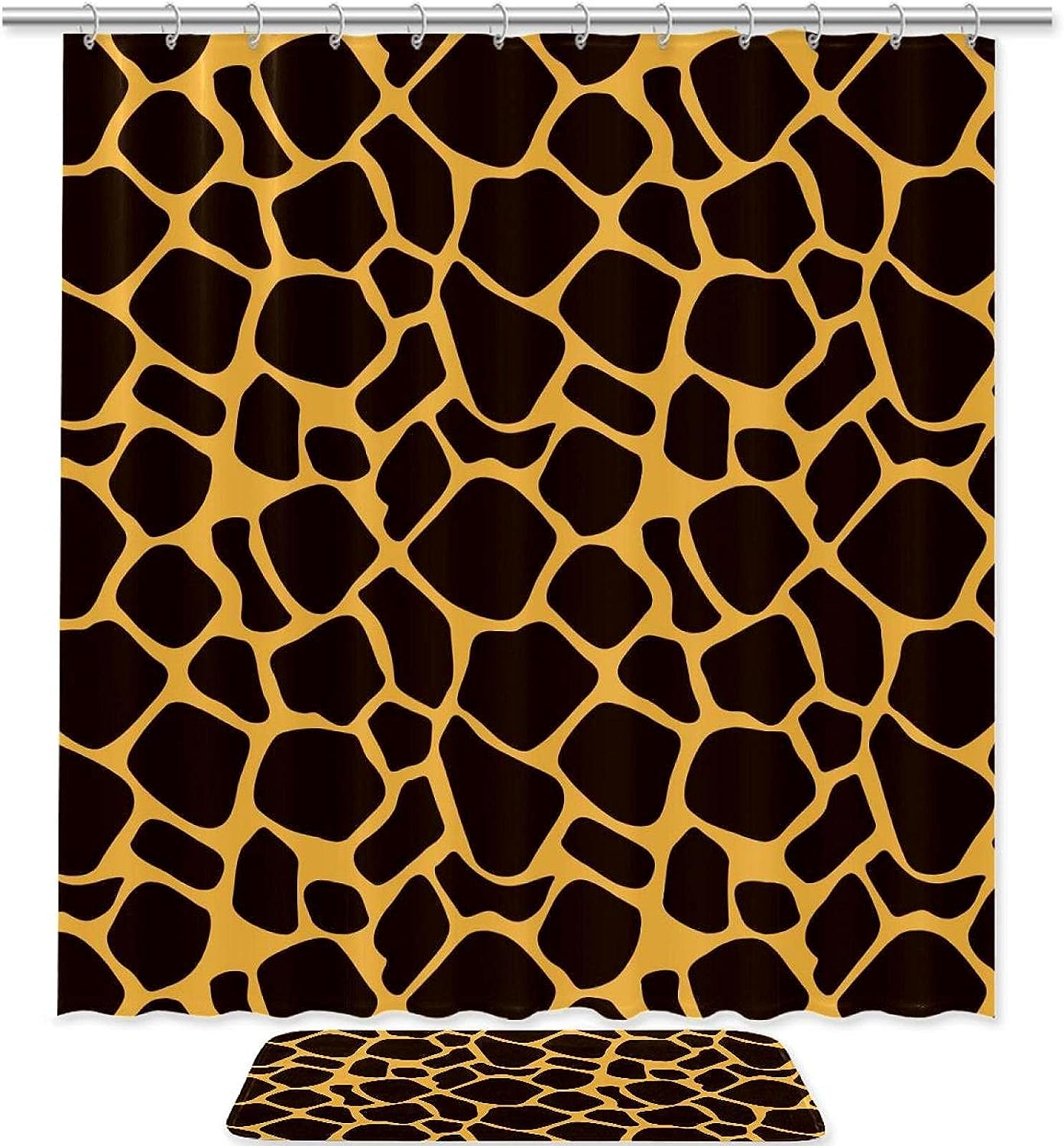 Giraffe Shower Curtain With Microfiber Accents Animal Themed Bathroom Decor