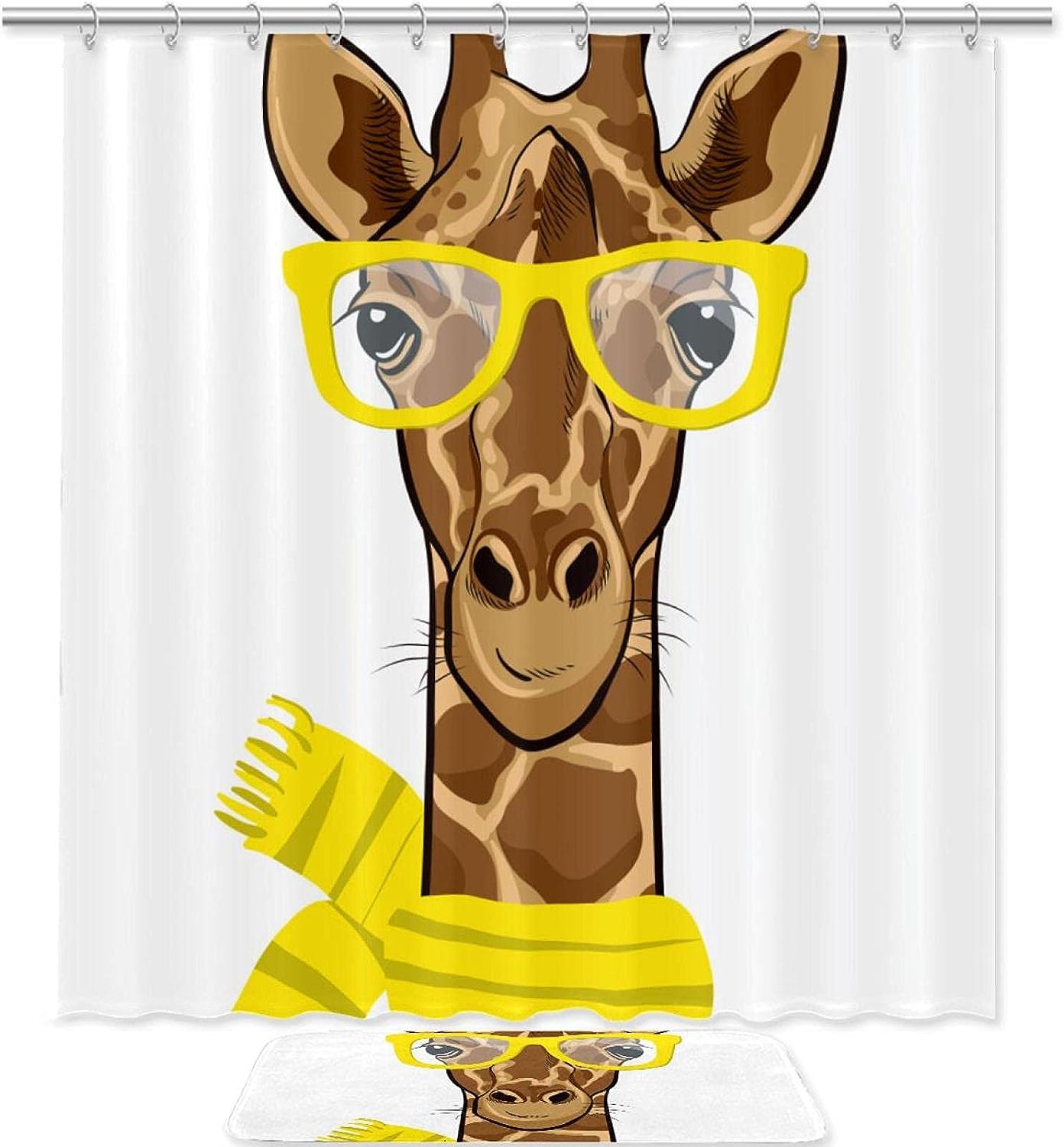 Giraffe In Winter Shower Curtain With Microfiber Accents Animal Themed Bathroom Decor