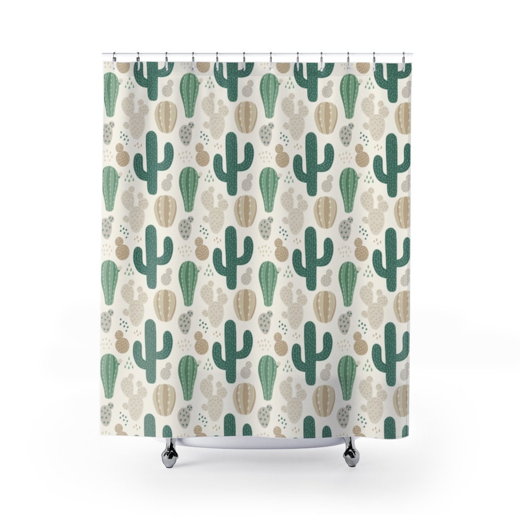 Southwest Shower Curtain In Cactus Design Perfect For Southwestern Bathroom Decor