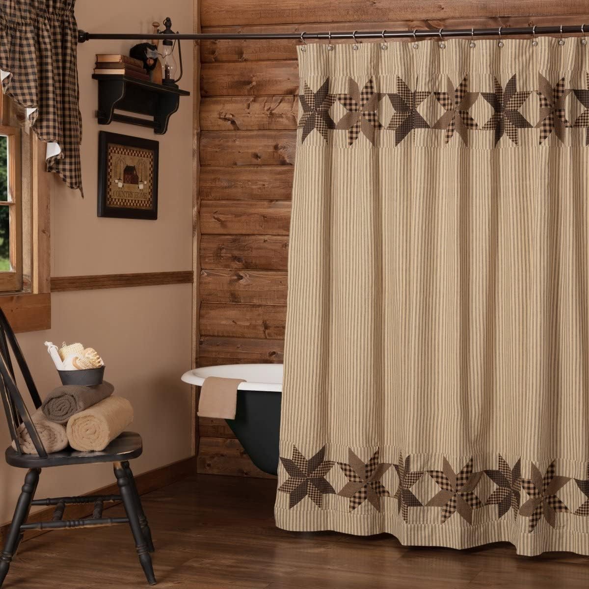 Rustic Country Eight Point Bedding Shower Curtain Perfect For Bathroom Decor