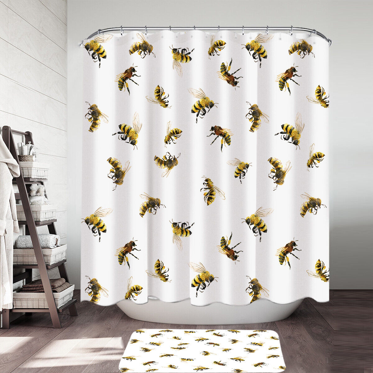 Honey Bee Cute Shower Curtain For Bathroom Decor Charming And Durable