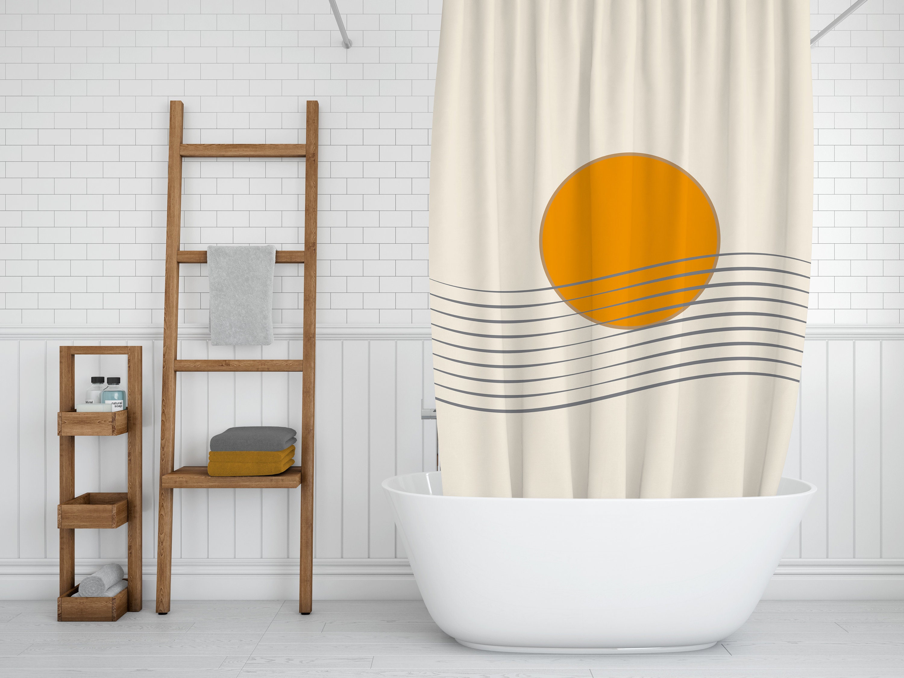 Boho Shower Curtain In Beige And Farmhouse Modern Beautiful Shower Curtain Perfect For Bathroom