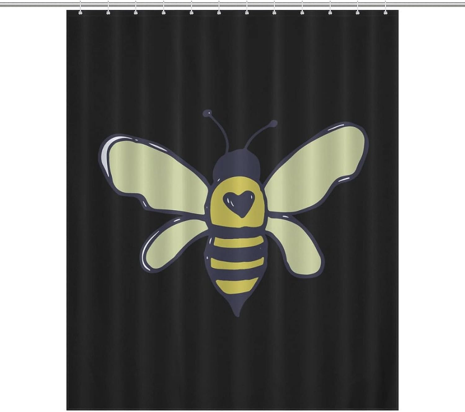 Personalized Bees Heart Bathroom Shower Curtain For Custom Bathroom Decor Waterproof And Durable Material