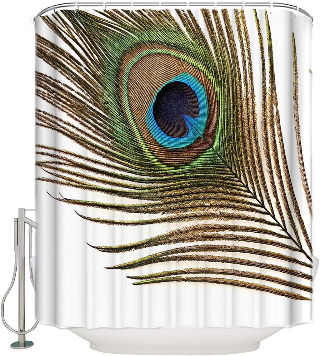 Peacock Feather Art Shower Curtain For Home Hotel Painting Design Machine Washable Curtain For Bathroom Decor