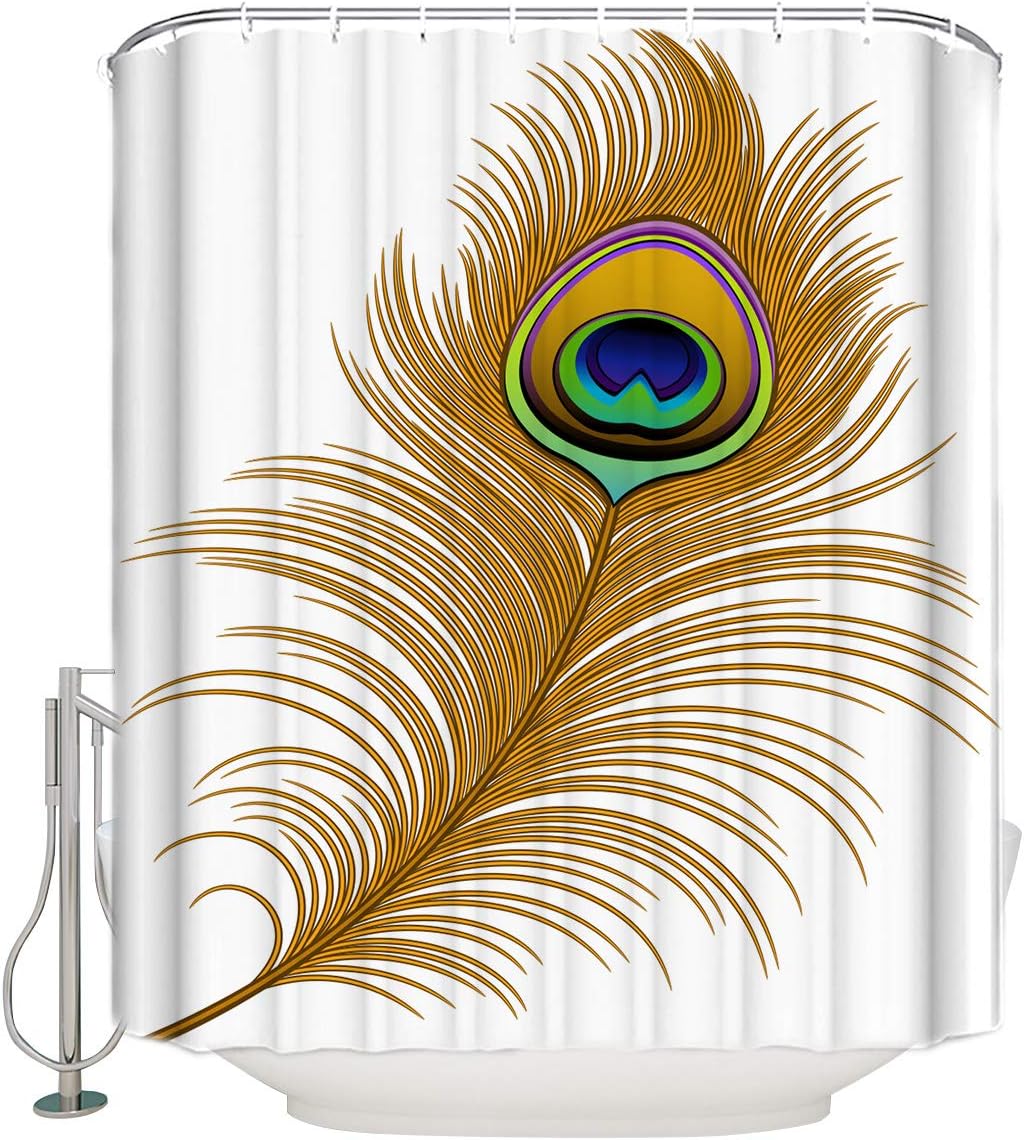Gatsby Of Golden Peacock Shower Curtain With Modern Abstract Artwork Pattern For Bathroom Showers And Bathtubs