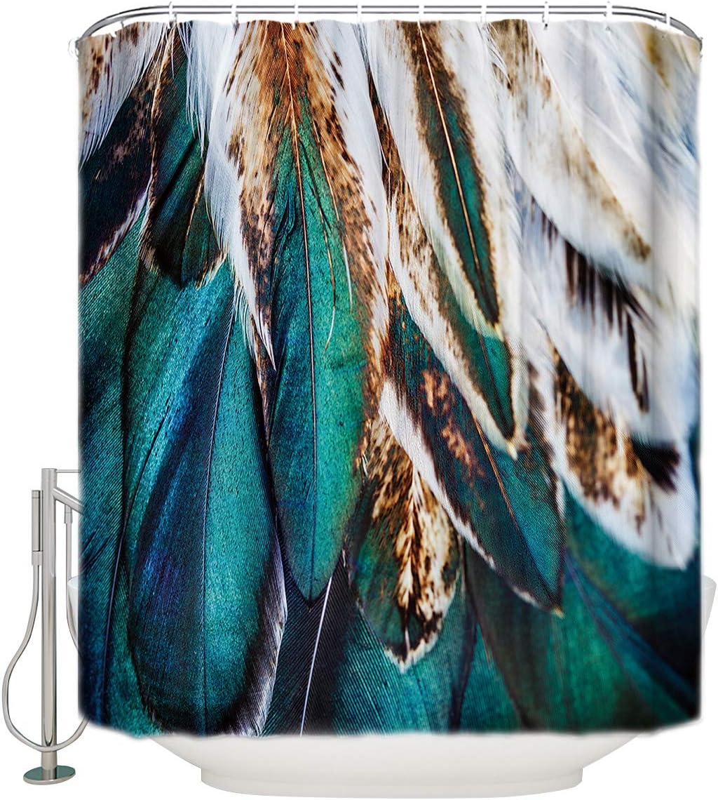 Golden Peacock In Feather Abstract Artwork Pattern Shower Curtain Modern For Your Bathroom Decor