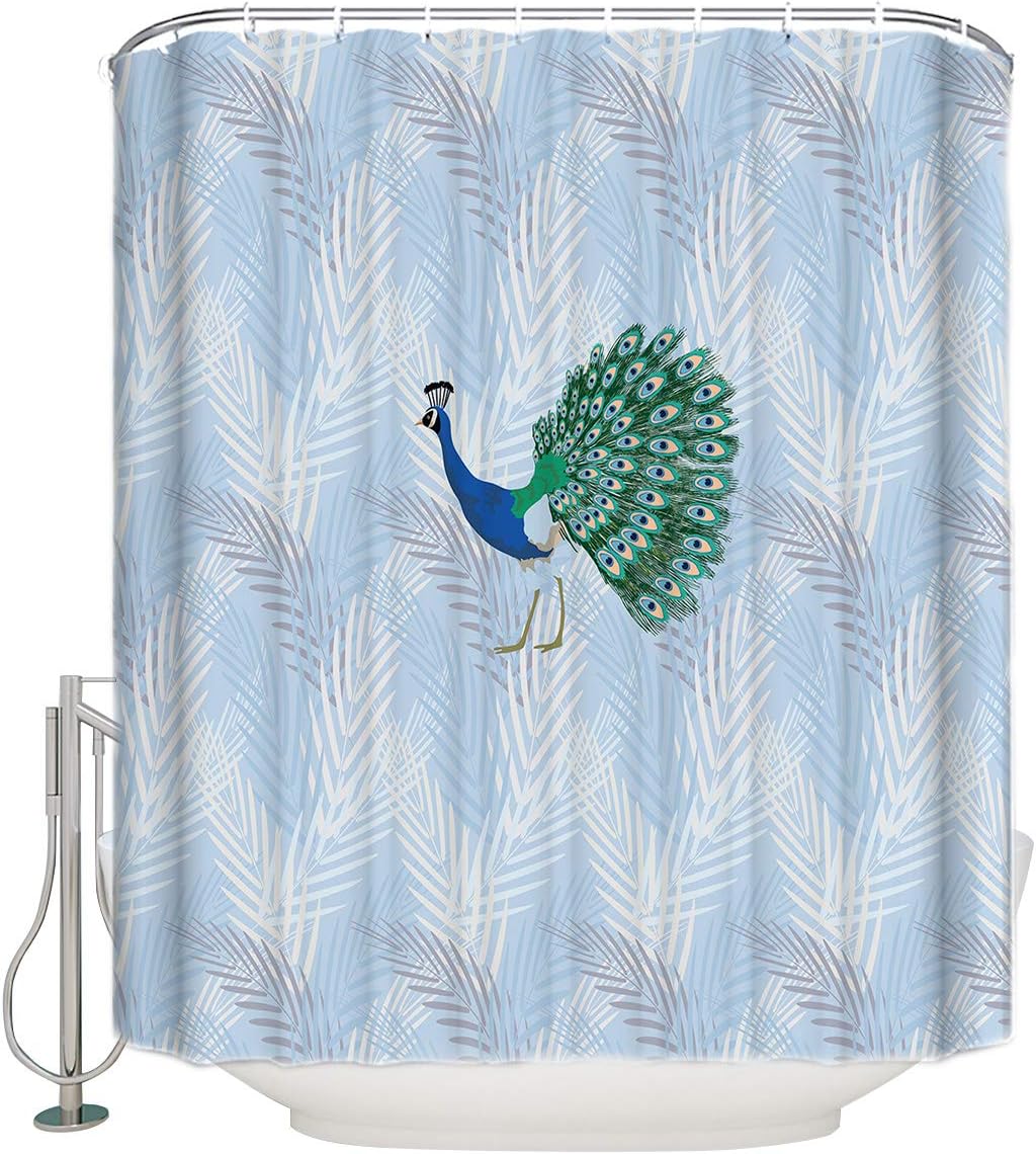 Peacock With Feathers Vibrant Colors Oriental Image Shower Curtain For Bathroom Showers And Bathtubs