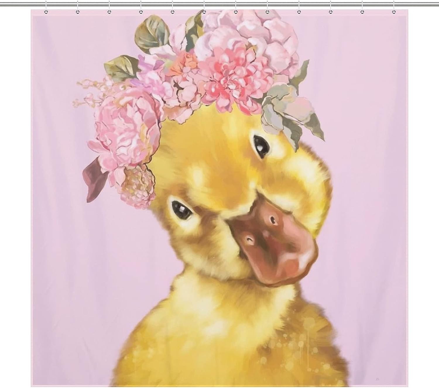 Cute Little Yellow Duck Shower Curtain For Apartment Bathroom