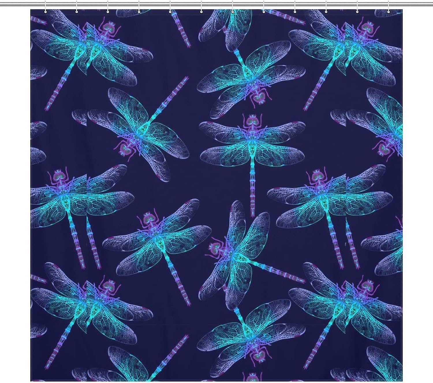 Durable Dragonfly Bathroom Shower Curtain Waterproof Fabric