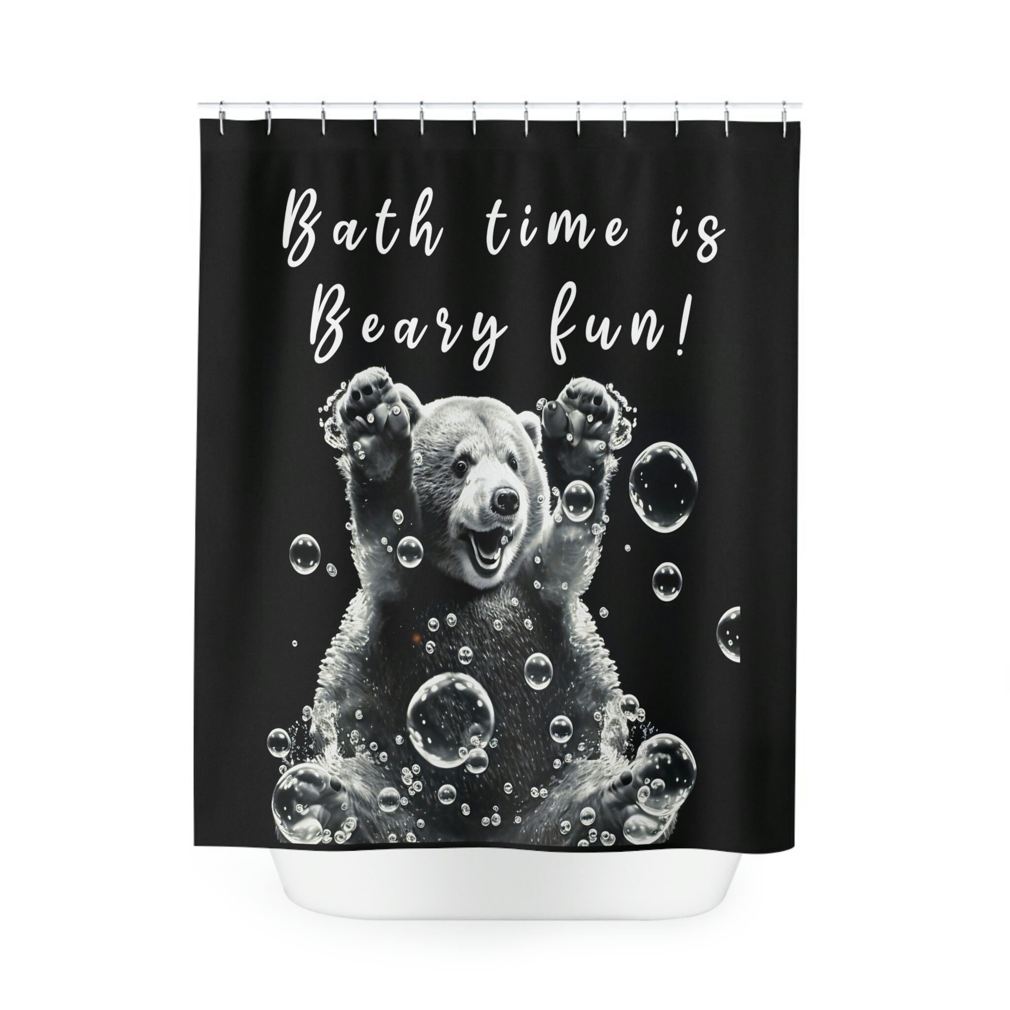 Childrens Bear-Themed Shower Curtain For Animal Bathroom Decor