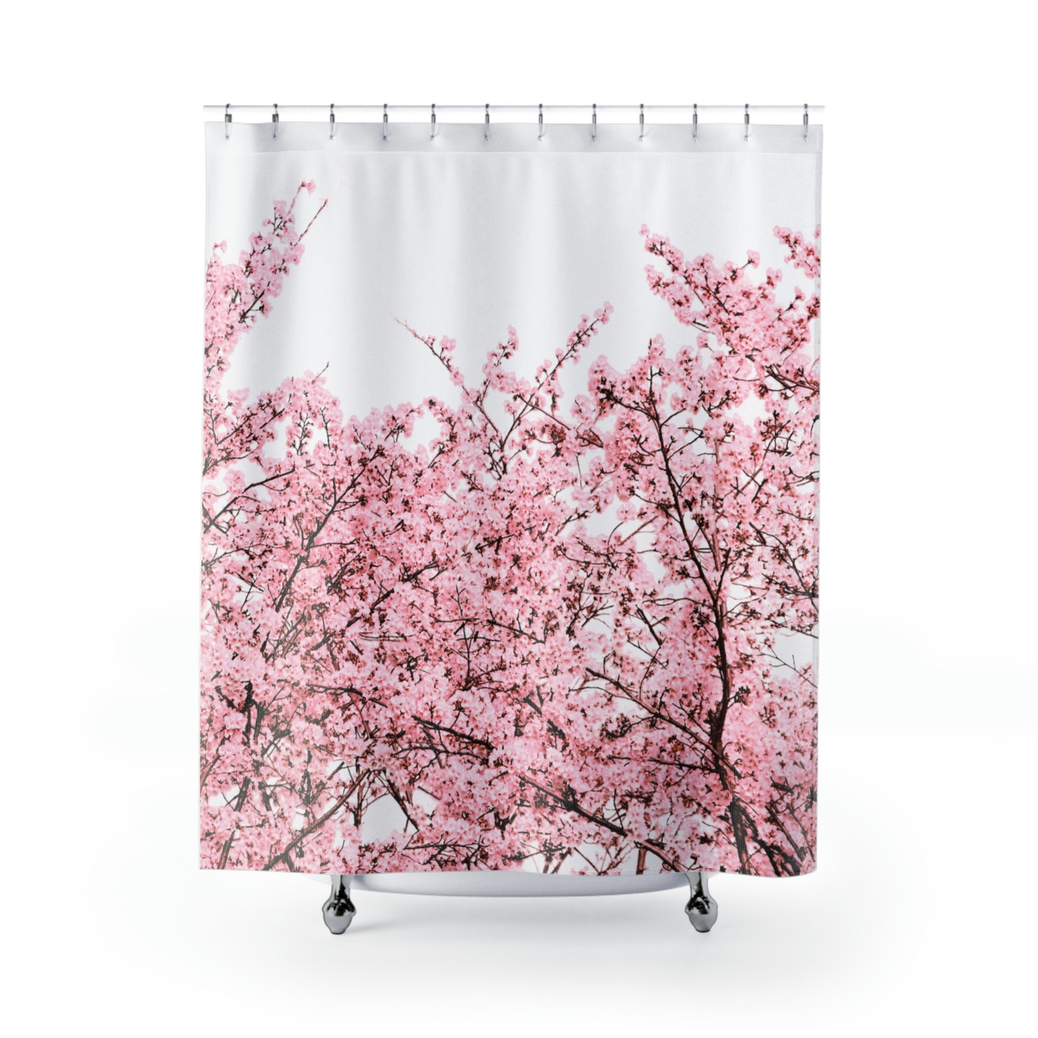 Colorful Cherry Blossom Shower Curtain That Enhances Your Bathroom Decor