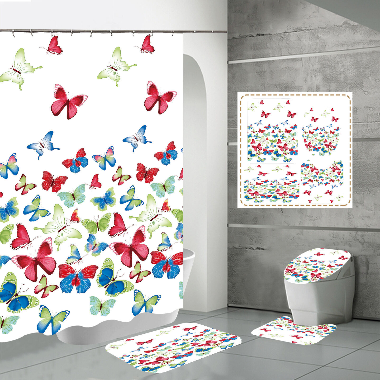 Butterfly Shower Curtain With Colorful And Chic Design For Bathroom Decor