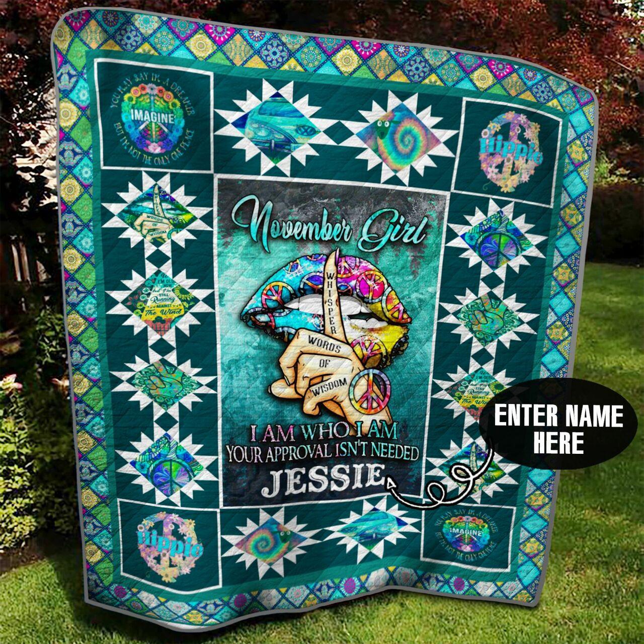 November Hippie Girl onalized Quilt Blanket Bbb280m