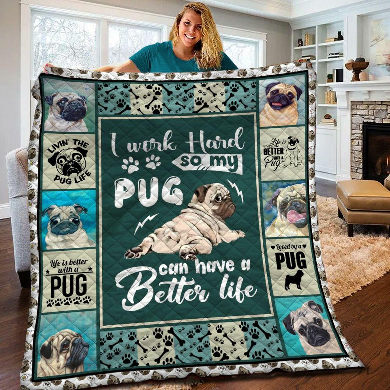 Pug Quilt Blanket Bbb060m