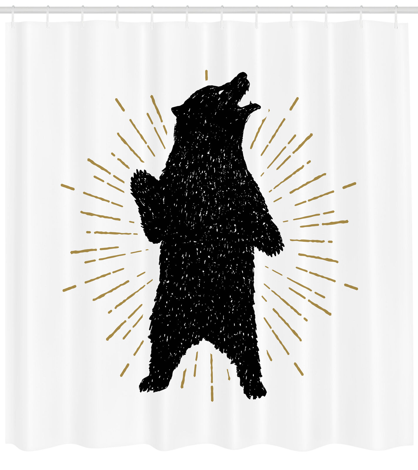 Fabric Shower Curtain With Bear Design For Bathroom Decor
