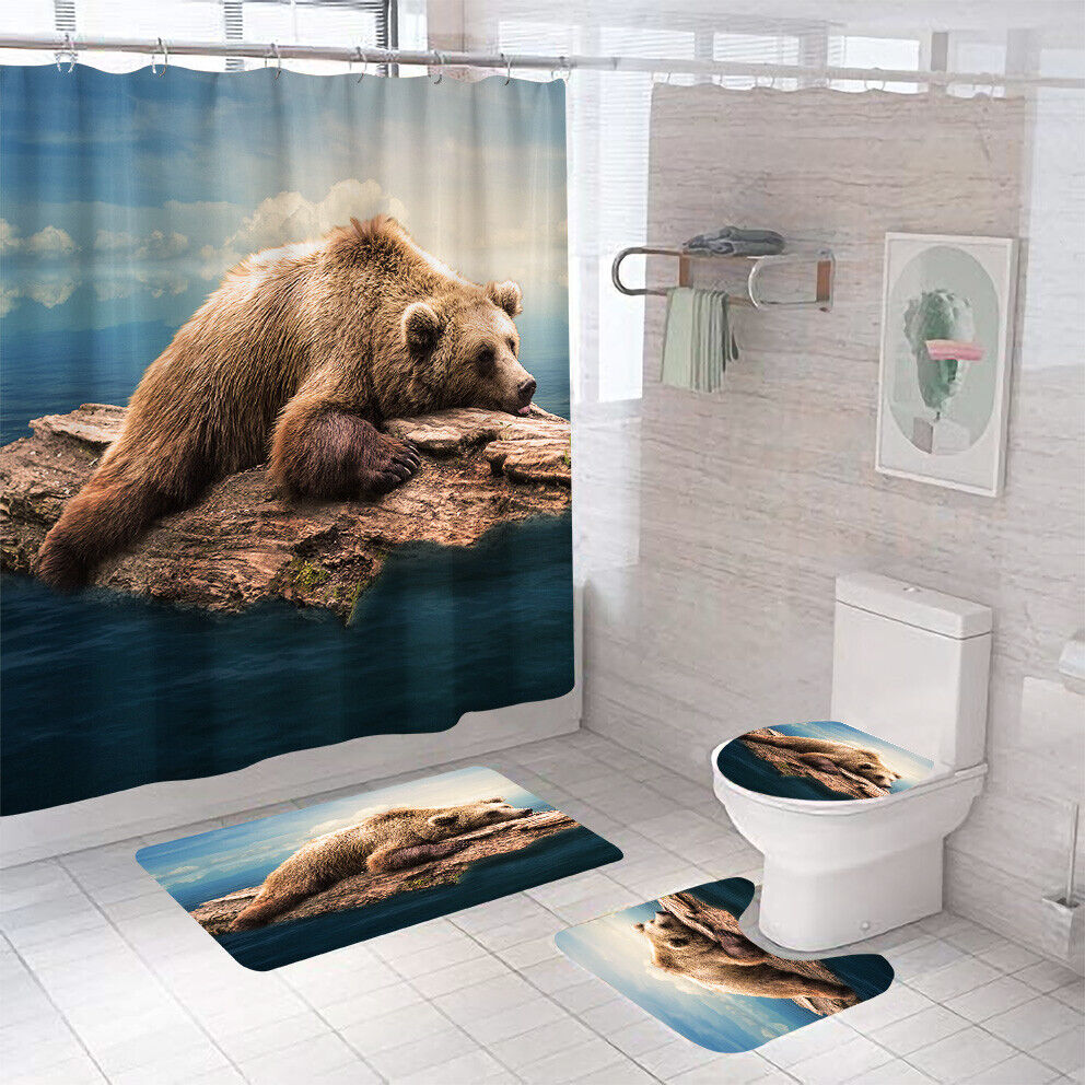 Thick Bear Shower Curtain For Bathroom Decor