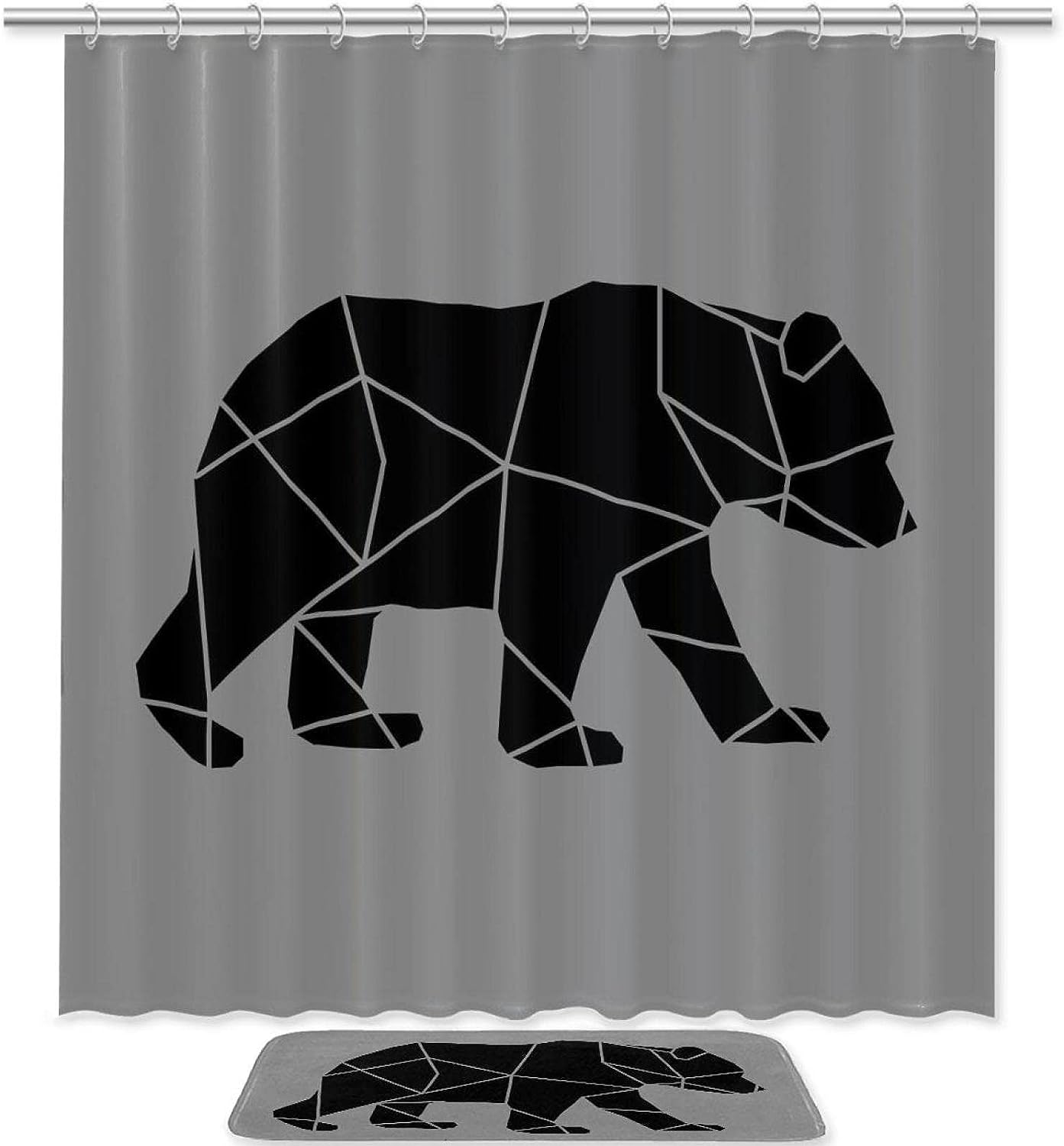 Gray Bear Waterproof Bathroom Shower Curtain For Home Decor