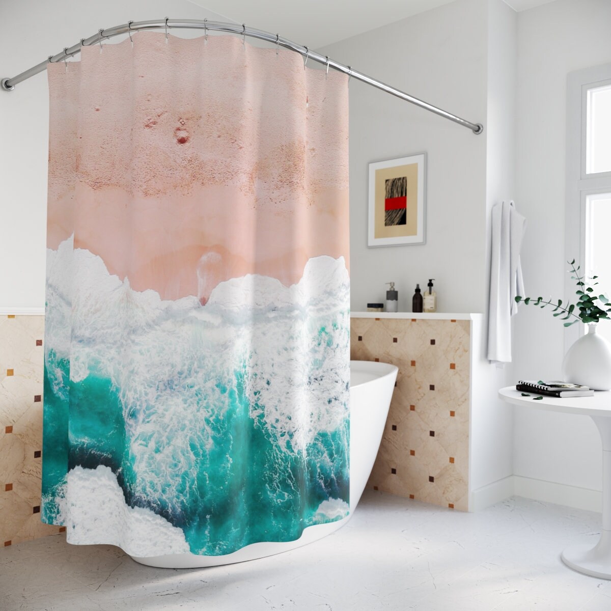 Relaxing Beach Waves Shower Curtain For Your Bathroom