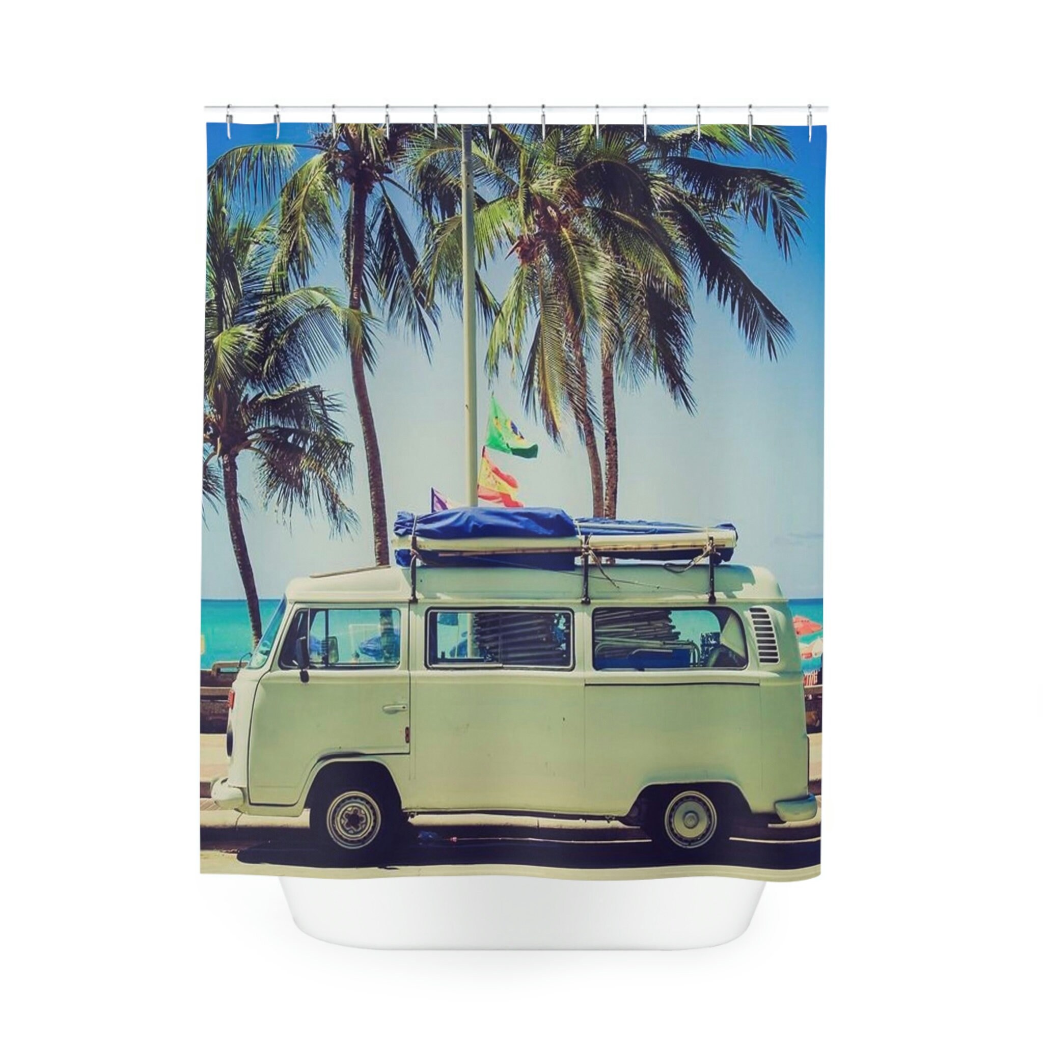Cute Beachy Surfer Shower Curtain For Your Bathroom