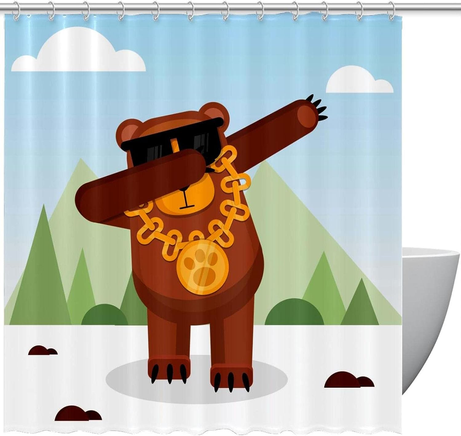 Cute Bear Animal Shower Curtain For Your Bathroom