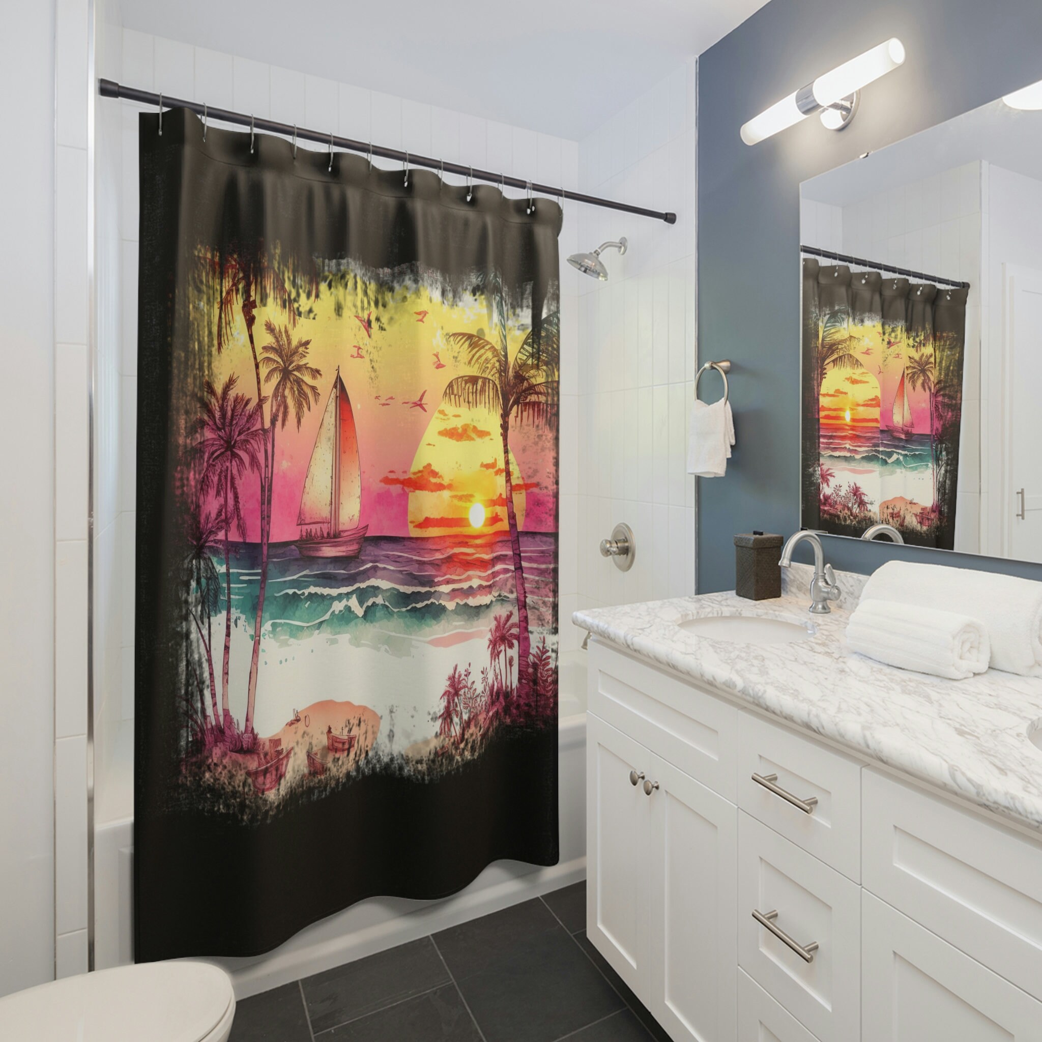 Etsy Home Decor Beach Sunset Shower Curtain For Bathroom