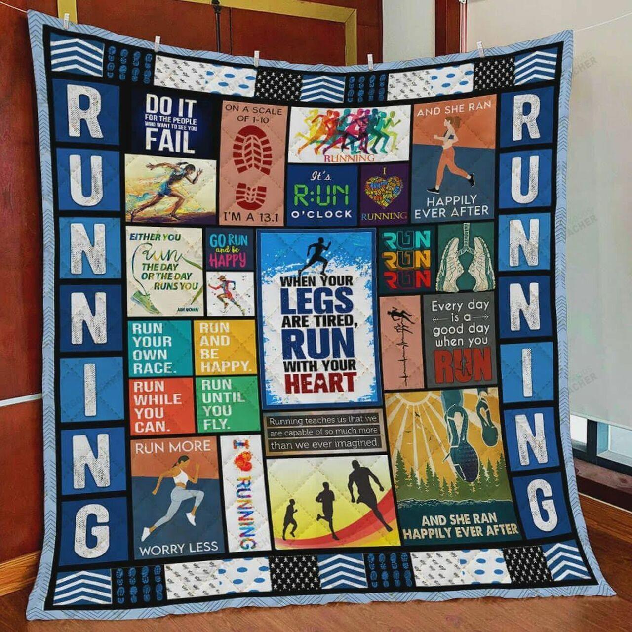 Running When Your Are Tired Run With Your Heart Quilt Blanket Greattomized Blanket G For Birthday C Thgiving