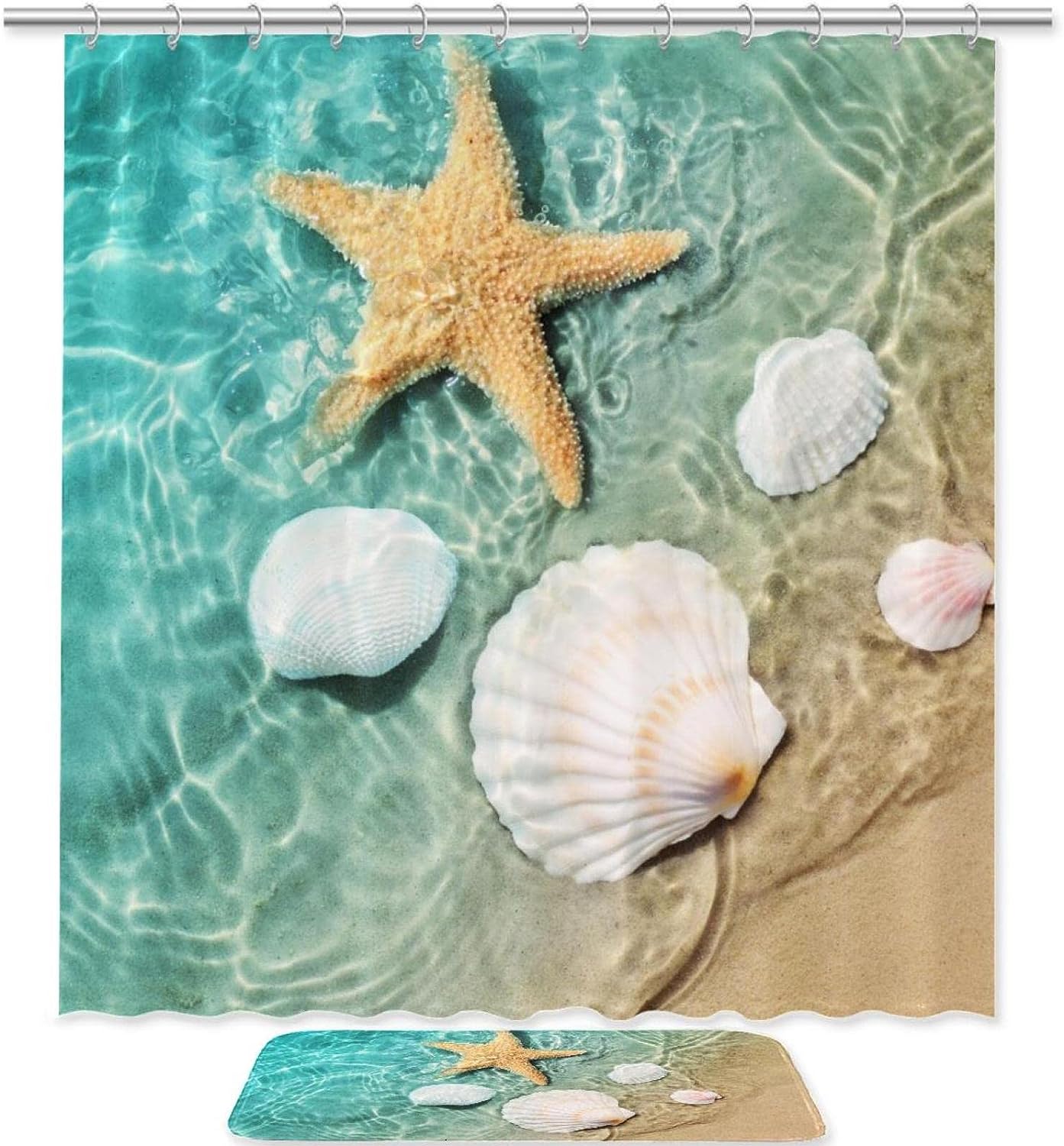Classic Seashell Starfish Shower Curtain For Your Home Decor