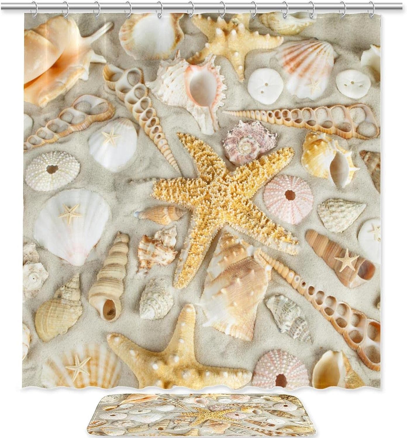 Nautical Seashell Starfish Shower Curtain For Your Bathroom