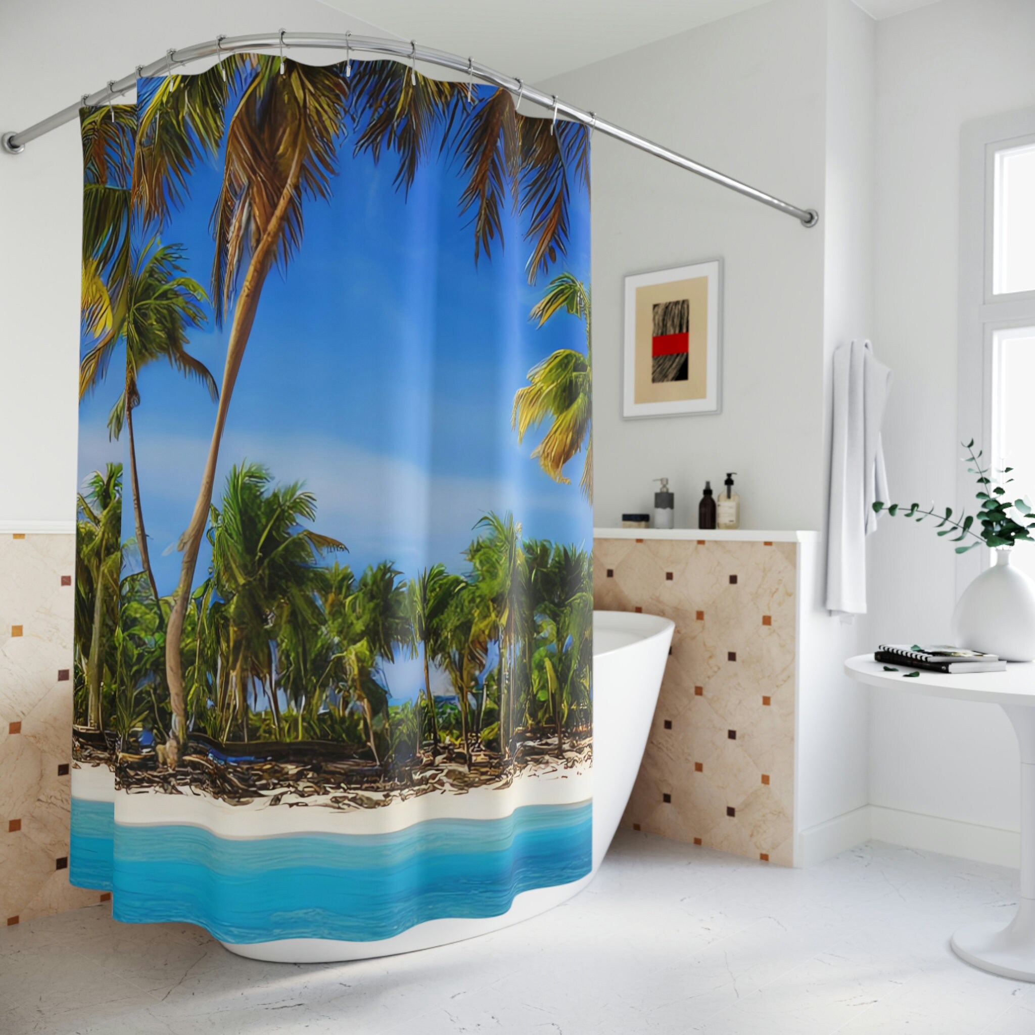 Seaside Getaway Beach Shower Curtain For Bathroom Decor