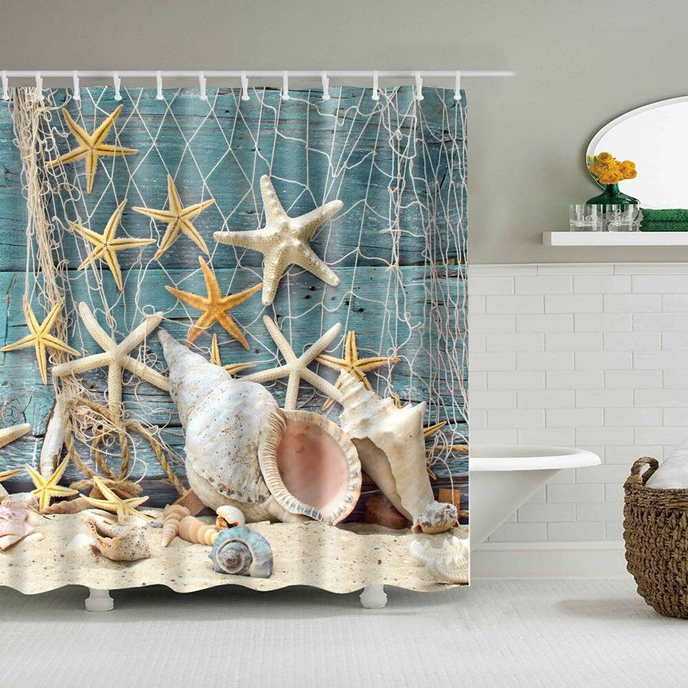 Coastal Shells Shower Curtain For Your Beachy Bathroom Decor
