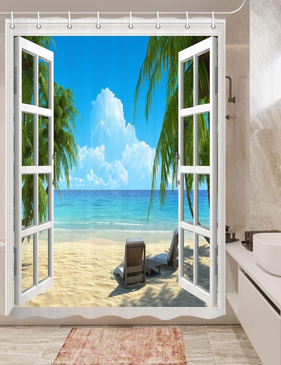 Small Beach Shower Curtain For Your Rv Camper Bathroom Decor