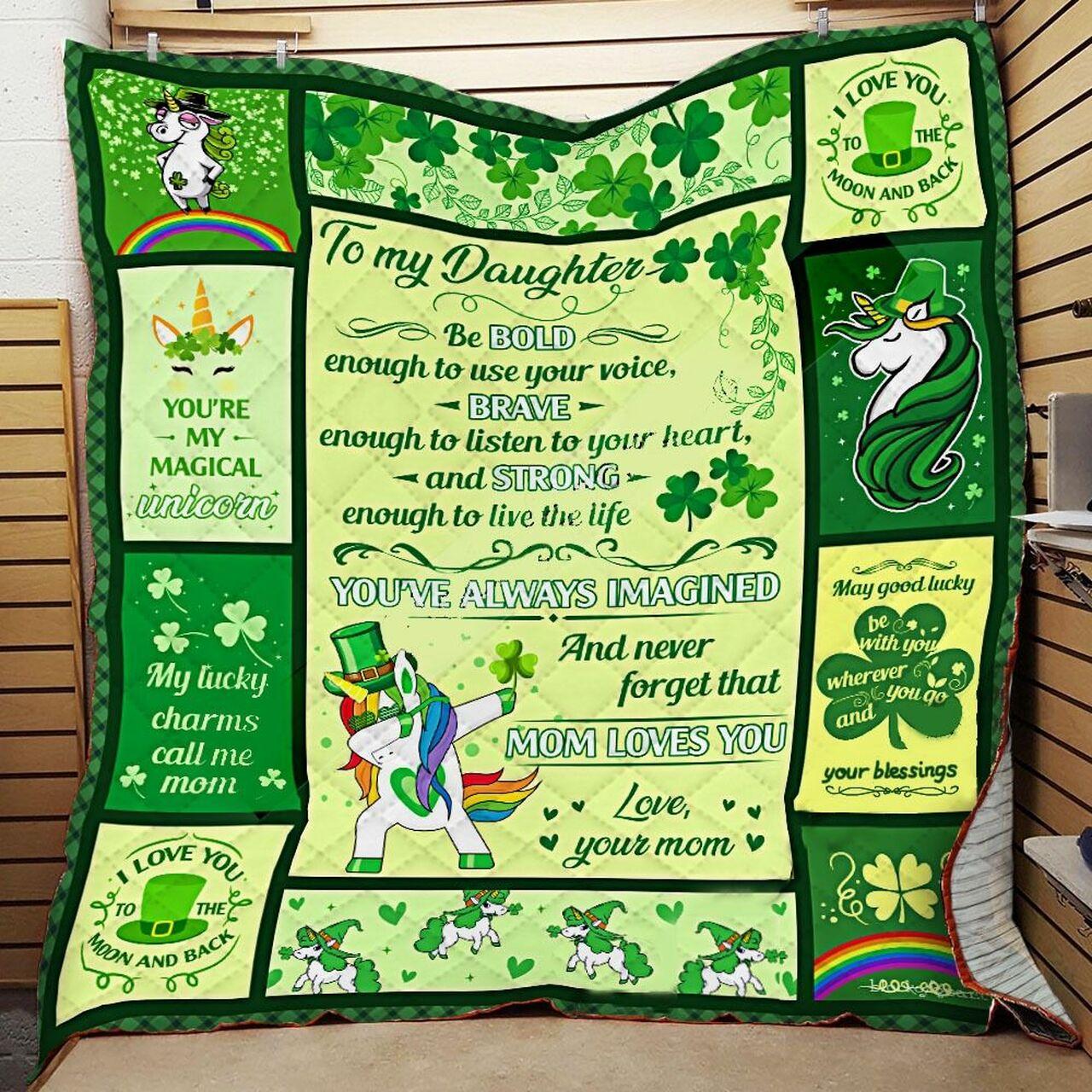 onalized Unicorn To My Daughter From Mom Be Bold Enough Te Your Voice Quilt Blanket Greattomized G For Birthday C Thgiving